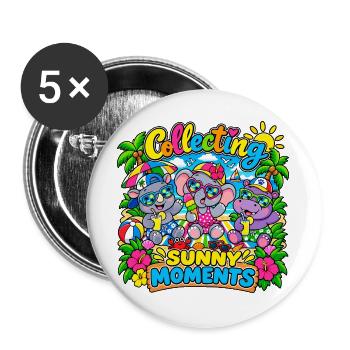 Sonnige Momente - Buttons groß 56 mm (5er Pack) - Weiß - Vorne