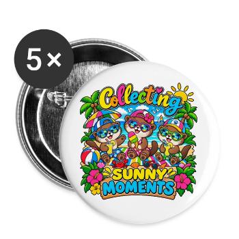 Sammle Sonnige Momente - Buttons groß 56 mm (5er Pack) - Weiß - Vorne
