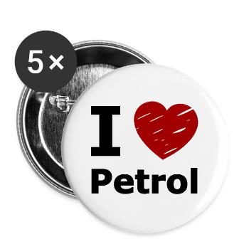 Benzinliebe und Autofahrer - Buttons groß 56 mm (5er Pack) - Weiß - Vorne