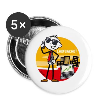 Chefsache - Lustiges Chef & Büro Geschenk. - Buttons groß 56 mm (5er Pack) - Weiß - Vorne