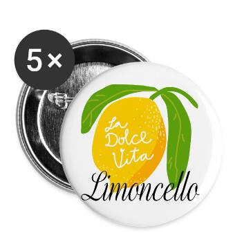La Dolce Vita Limoncello – Italienische Zitrone - Buttons groß 56 mm (5er Pack) - Weiß - Vorne