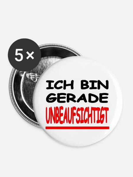Unbeaufsichtigt - Buttons groß 56 mm (5er Pack) - Weiß