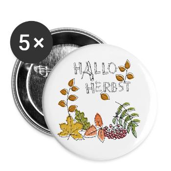Hallo Herbst - Buttons groß 56 mm (5er Pack) - Weiß - Vorne