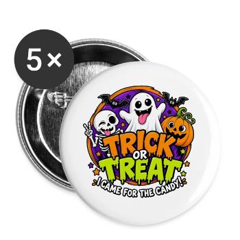 ⚪ Trick or Treat – Candy Crew - Buttons groß 56 mm (5er Pack) - Weiß - Vorne