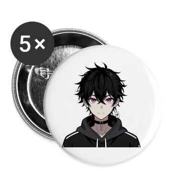 Dunkler Neon Gothy Charakter - Buttons groß 56 mm (5er Pack) - Weiß - Vorne