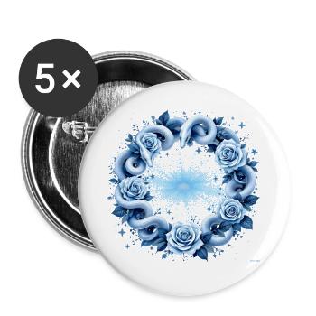 Hellblaues Schlangen-Rosenkreis-Design. - Buttons groß 56 mm (5er Pack) - Weiß - Vorne