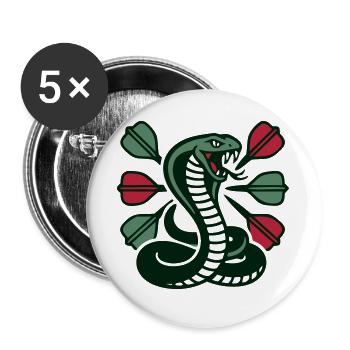 Kobra Schlange Dart Logo - Buttons groß 56 mm (5er Pack) - Weiß - Vorne