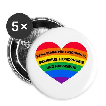KEINE BÜHNE FÜR FASCHISMUS, HASS UND AUSGRENZUNG - Buttons groß 56 mm (5er Pack) - Weiß - Vorne