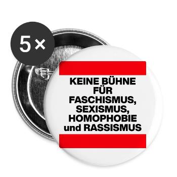 KEINE BÜHNE FÜR FASCHISMUS, HASS UND AUSGRENZUNG - Buttons groß 56 mm (5er Pack) - Weiß - Vorne