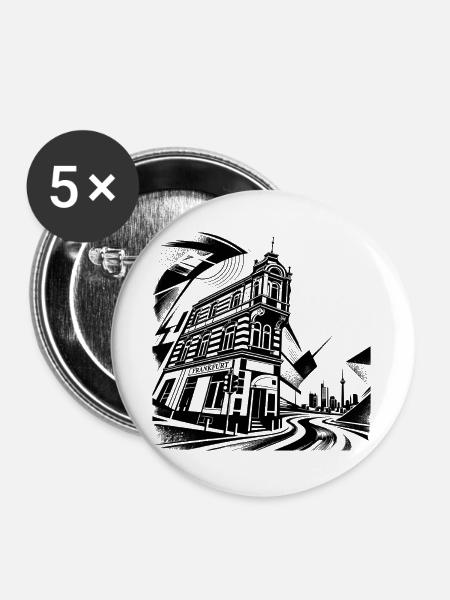 Frankfurt - Buttons groß 56 mm (5er Pack) - Weiß