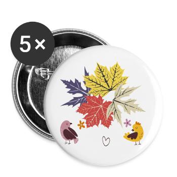 Herbstblätter  - Buttons groß 56 mm (5er Pack) - Weiß - Vorne