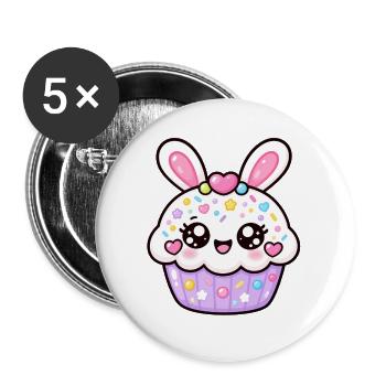 Bunny Cupcake-Streusel - Buttons groß 56 mm (5er Pack) - Weiß - Vorne