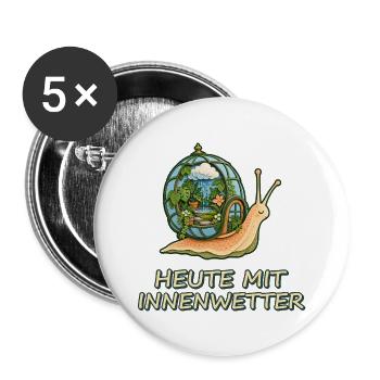 Heute mit Innenwetter - Buttons groß 56 mm (5er Pack) - Weiß - Vorne