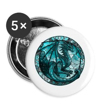 Blue Dragon - Buttons groß 56 mm (5er Pack) - Weiß - Vorne