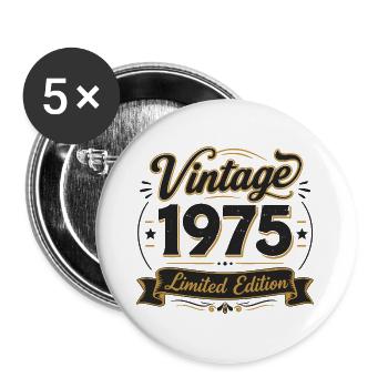 Vintage 1975 limitierte Ausgabe - Buttons groß 56 mm (5er Pack) - Weiß - Vorne