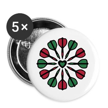 Dartpfeile Mandala Grafik - Buttons groß 56 mm (5er Pack) - Weiß - Vorne