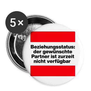 PARTNER ZURZEIT NICHT VERFÜGBAR, SINGLE, BEZIEHUNG - Buttons groß 56 mm (5er Pack) - Weiß - Vorne