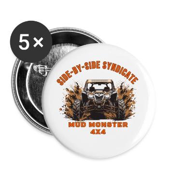 Side-by-Side Syndicate Mud Monster 4x4 UTV Buggy - Buttons groß 56 mm (5er Pack) - Weiß - Vorne