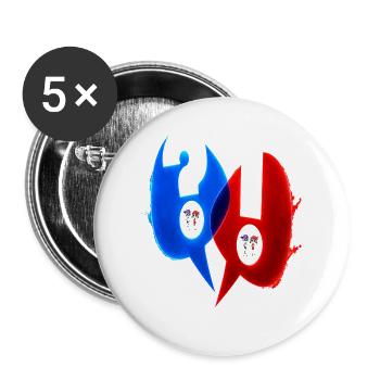 Zweifarbiges Chaos-Duo-Emblem - Buttons groß 56 mm (5er Pack) - Weiß - Vorne
