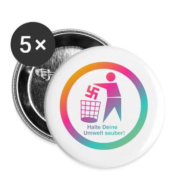 Zeichen setzen Gegen Rechts. Gegen Nazis. - Buttons groß 56 mm (5er Pack) - Weiß - Vorne