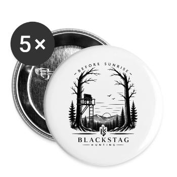 Nachtwald Silhouette mit Hochsitz - Buttons groß 56 mm (5er Pack) - Weiß - Vorne