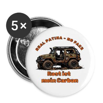 Offroad Rost ist mein Carbon 4x4 Patina - Buttons groß 56 mm (5er Pack) - Weiß - Vorne