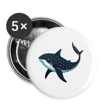 Walhai - Buttons groß 56 mm (5er Pack) - Weiß - Vorne