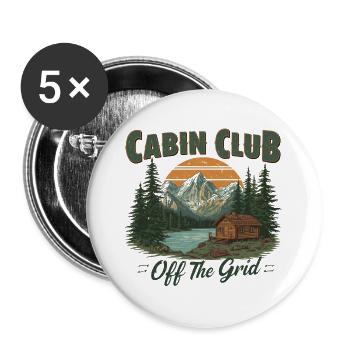 Cabin Club – Off The Grid - Buttons groß 56 mm (5er Pack) - Weiß - Vorne