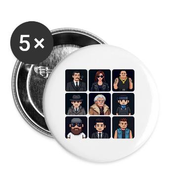 Pixel Gangster Ensemble - Buttons groß 56 mm (5er Pack) - Weiß - Vorne