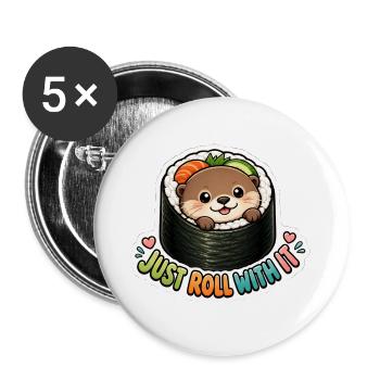 Süßer Sushi-Otter Einfach mitmachen Kawaii Wortspiel - Buttons groß 56 mm (5er Pack) - Weiß - Vorne