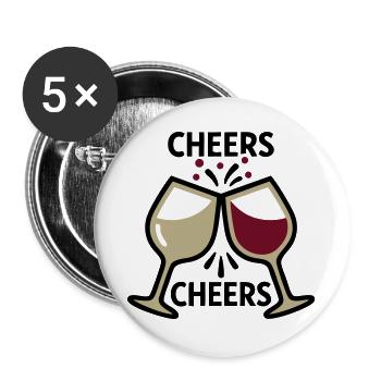 Cheers Weinglaeser Logo - Buttons groß 56 mm (5er Pack) - Weiß - Vorne