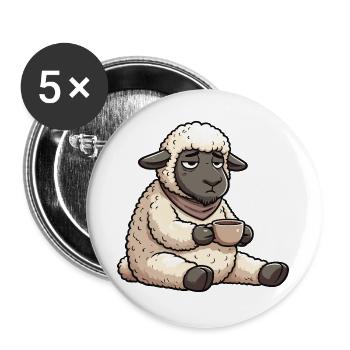 Schaf Schafe Schäfer Schafhalter Schafbock - Buttons groß 56 mm (5er Pack) - Weiß - Vorne