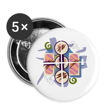 Abstrakt_Sushi - Buttons groß 56 mm (5er Pack) - Weiß - Vorne