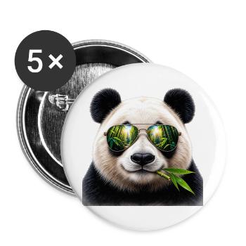 Cool Panda - Buttons groß 56 mm (5er Pack) - Weiß - Vorne