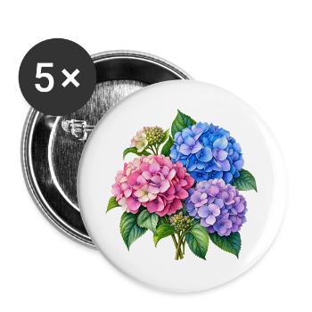 Hortensie Farbenspiel Print - Buttons groß 56 mm (5er Pack) - Weiß - Vorne
