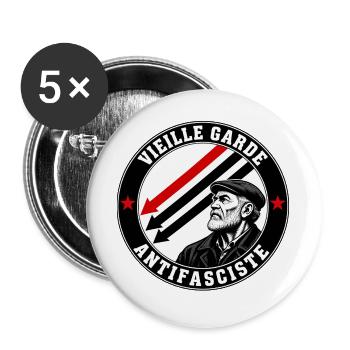 Antifaschistische Alte Garde - Buttons groß 56 mm (5er Pack) - Weiß - Vorne
