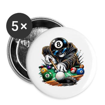 Billard 8-Ball Profi Snooker Action - Buttons groß 56 mm (5er Pack) - Weiß - Vorne