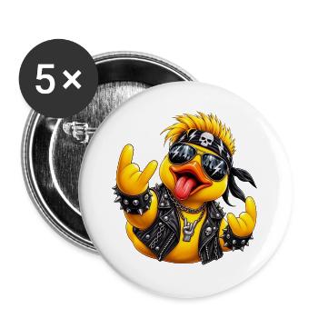 Punk Ente Lederjacke - Buttons groß 56 mm (5er Pack) - Weiß - Vorne