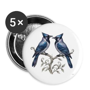 Blue Jays Resting Branch Design. - Buttons groß 56 mm (5er Pack) - Weiß - Vorne