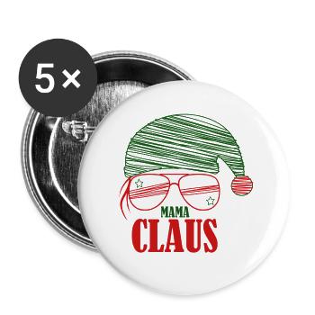 Mama Claus Logo - Buttons groß 56 mm (5er Pack) - Weiß - Vorne
