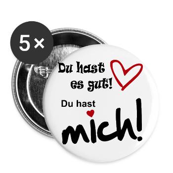 Du hast mich In Love Herz Liebe Sprüche Liebe Fun - Buttons groß 56 mm (5er Pack) - Weiß - Vorne