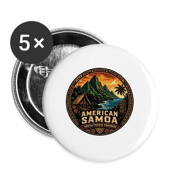 Amerikanisch-Samoa-Südpazifik Paradise Hut-Abzeichen - Buttons groß 56 mm (5er Pack) - Weiß - Vorne