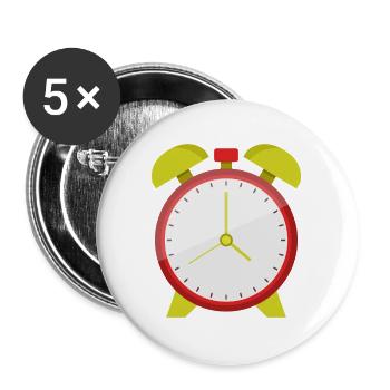 Wecker - Buttons groß 56 mm (5er Pack) - Weiß - Vorne
