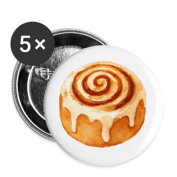 Zimtschnecke in Aquarell - Buttons groß 56 mm (5er Pack) - Weiß - Vorne