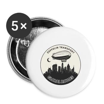 Vintage Zeppelin Transport Aviation Abzeichen - Buttons groß 56 mm (5er Pack) - Weiß - Vorne