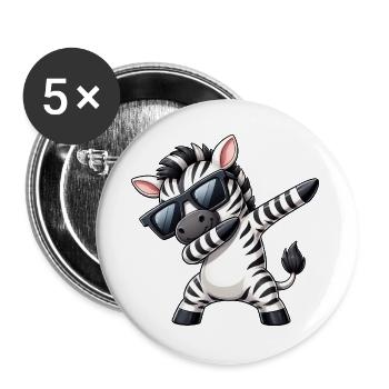 Zebra Dab Cool Sommer Cartoon - Buttons groß 56 mm (5er Pack) - Weiß - Vorne