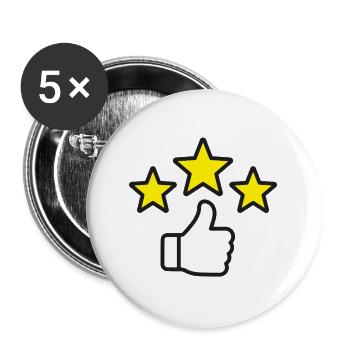 Top-bewertetes Daumen-hoch-Sterne-Liniensymbol - Buttons groß 56 mm (5er Pack) - Weiß - Vorne