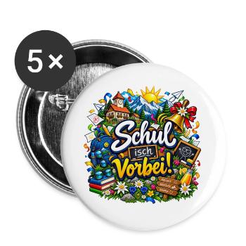 SZWENP - Tiroler Edition Alpenherz - Schul vorbei - Buttons groß 56 mm (5er Pack) - Weiß - Vorne