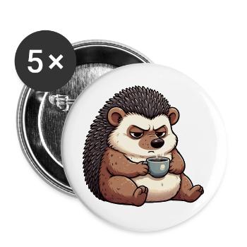 Igel Igelliebhaber Igelbesitzer Igelhalter Stachel - Buttons groß 56 mm (5er Pack) - Weiß - Vorne