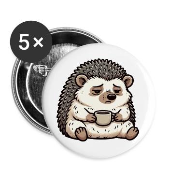 Igel Igelliebhaber Igelbesitzer Igelhalter Stachel - Buttons groß 56 mm (5er Pack) - Weiß - Vorne